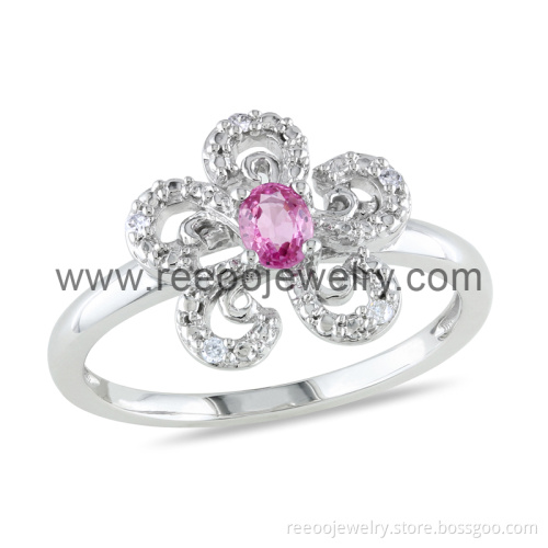 Fashionable Flower Design Solid Silver Ring